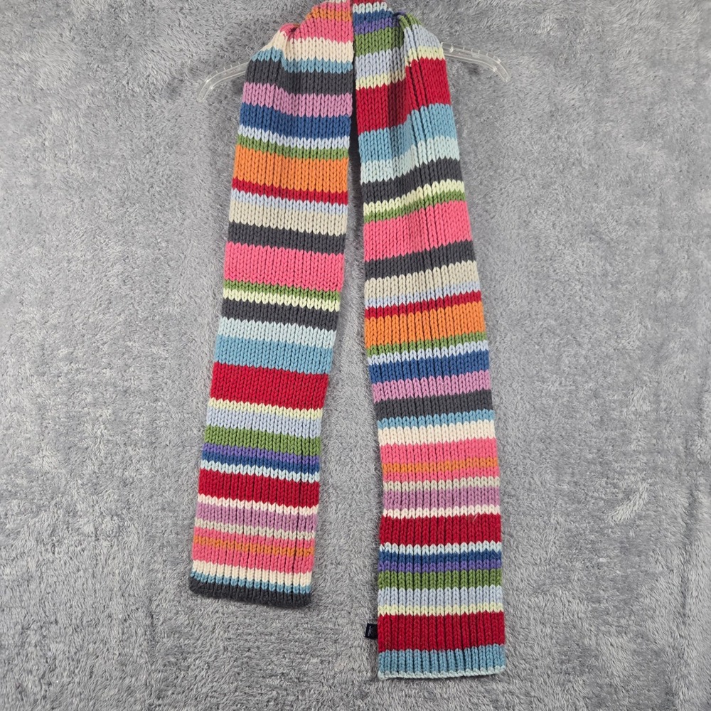 Vintage Gap Multi Color Striped Chunky Knit Wool Blend Scarf Holiday 2000 144897